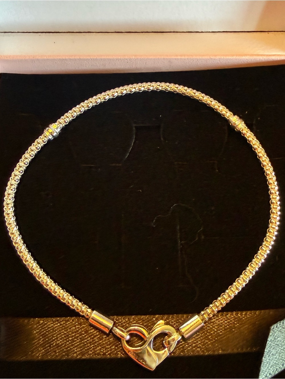 Pandora Moments studded chain bracelet  heart clasp 9” silver NWOT
